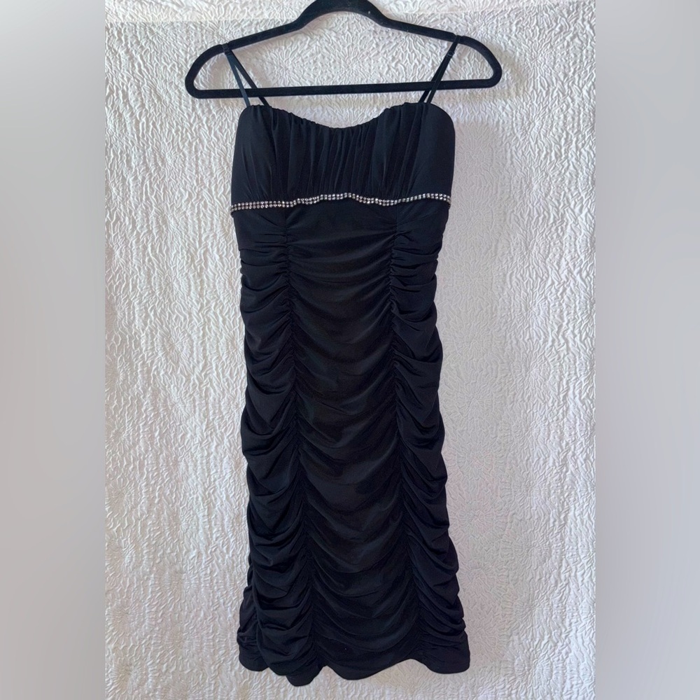 Ruby Rox Ruched Bodycon Rhinestone Spaghetti Stra… - image 1